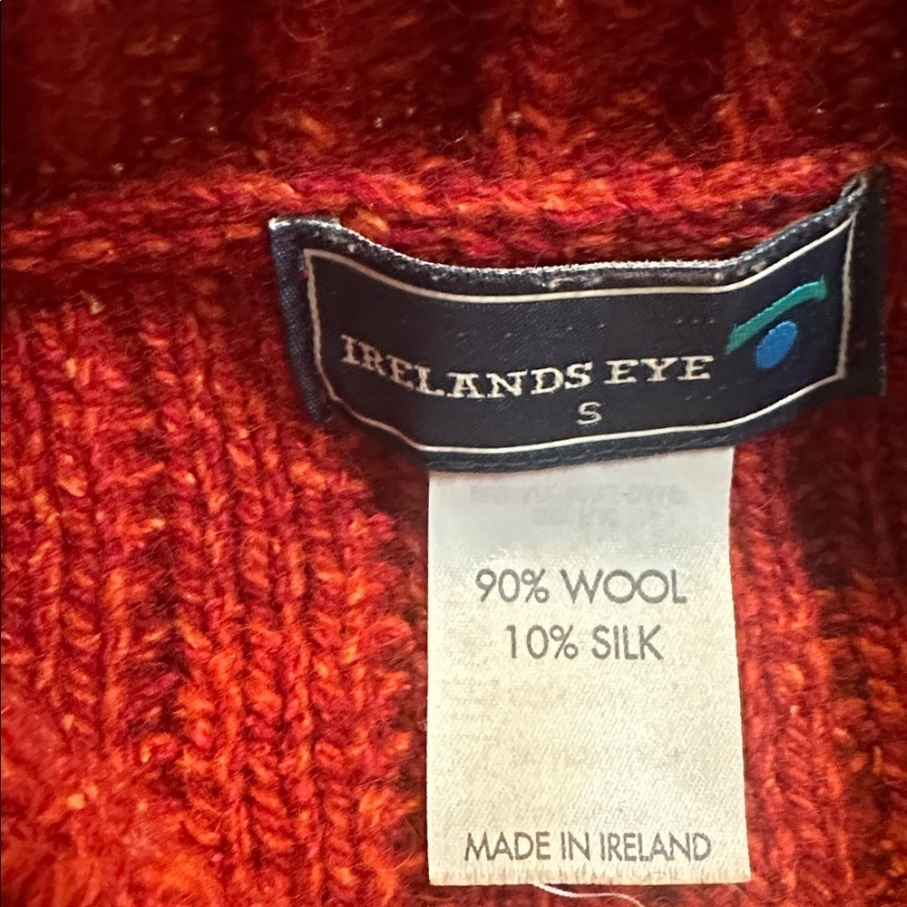 A338 Irelands Eye Irish Wool Silk Cable Knit TurtleNeck Sweater Bell Sleeve Sz S - Picture 2 of 6
